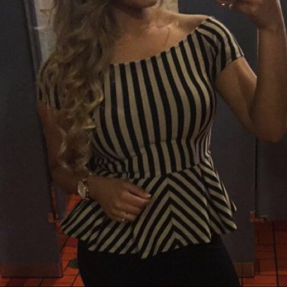 Stripped off the shoulder top